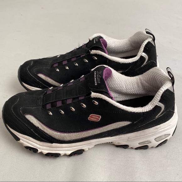 Skechers D’Lites black and purple slip on sneakers 10 - Picture 4 of 6